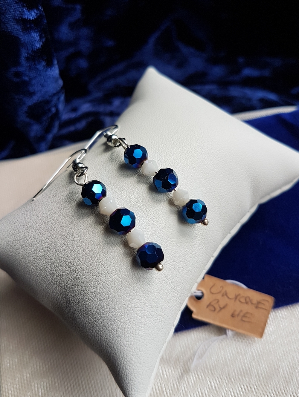 Swarovski Elements Metallic Blue & White Delicate Choker Necklace NEW - Picture 7 of 15